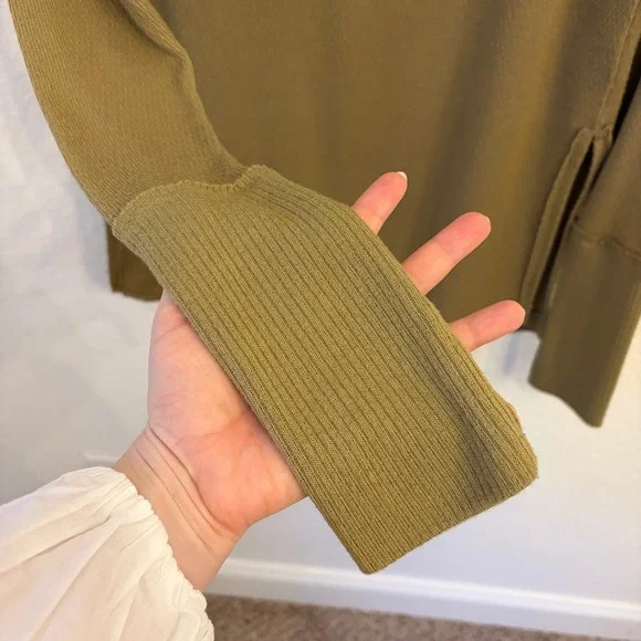 We The Free Thermal Top XS Olive Green Waffle Knit Grunge Indie Oversized Tunic - Picture 3 of 11